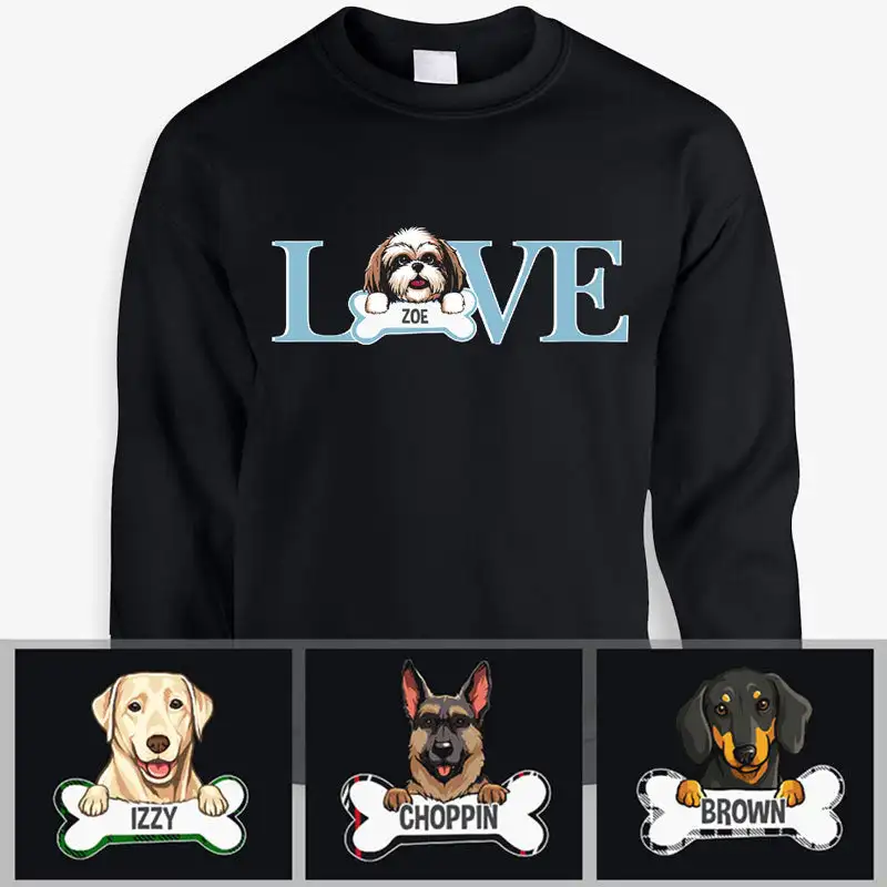 

Cotton Graphic Sweatshirts Long Sleeeve PrintLove,Personalized Custom Sweaters,Gifts for Dog Lovers Pullover Tops