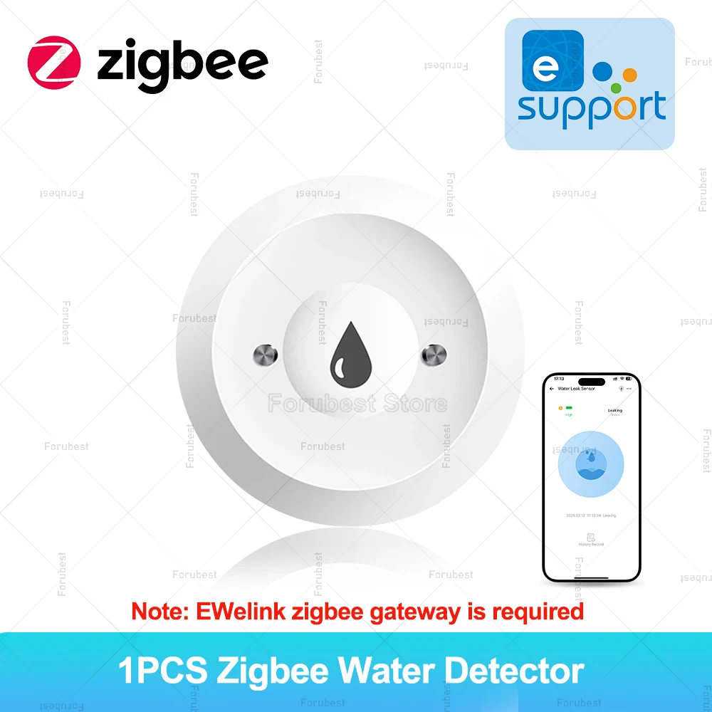 

Умный датчик воды ZigBee, детектор утечки, сигнализация об утечке паводковой воды, приложение EWelink, дистанционное управление, поддержка домашнего помощника Zigbee2mqtt