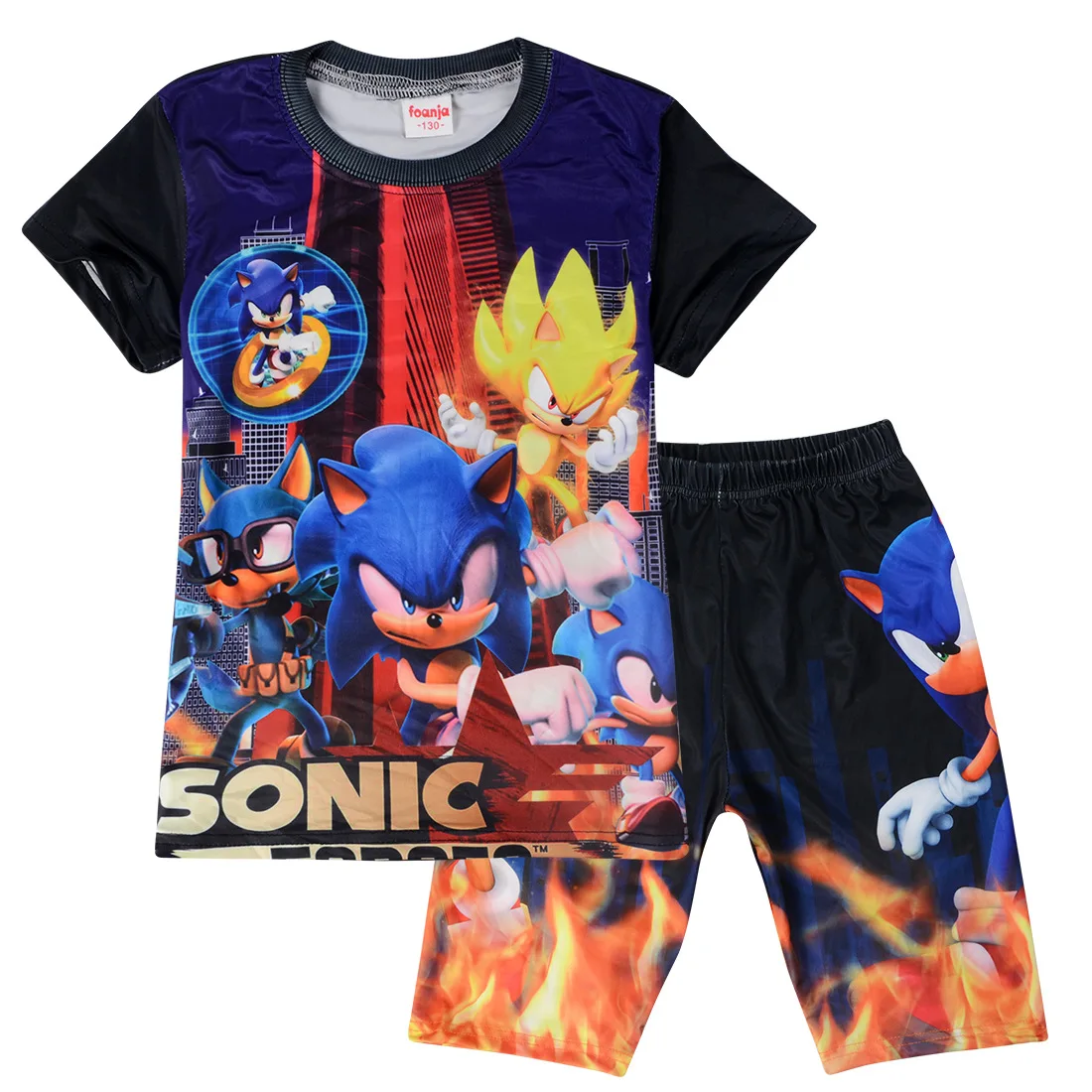 

Summer Kids Anime Clothes Boys Girls Sonic-lover Tshirt and Pants Sets Short Sleeve Clothing Children Birthday Outfits
