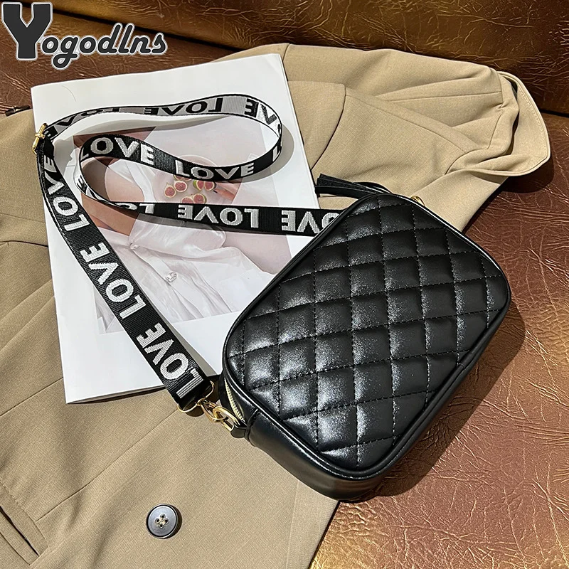 

Fashion Quilted Shoulder Crossbody Bag Soild Color PU Leather Small Messenger Bag Women Luxury Design Shell Handbags Purse