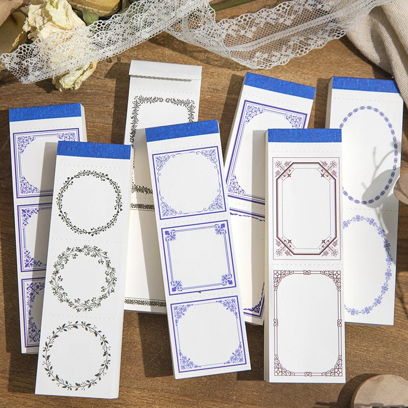 

100pcs Vintage frame Material Paper writable Memo Pad Decorative Stationery Scrapbooking Diary Album Lable Junk Journal Planner