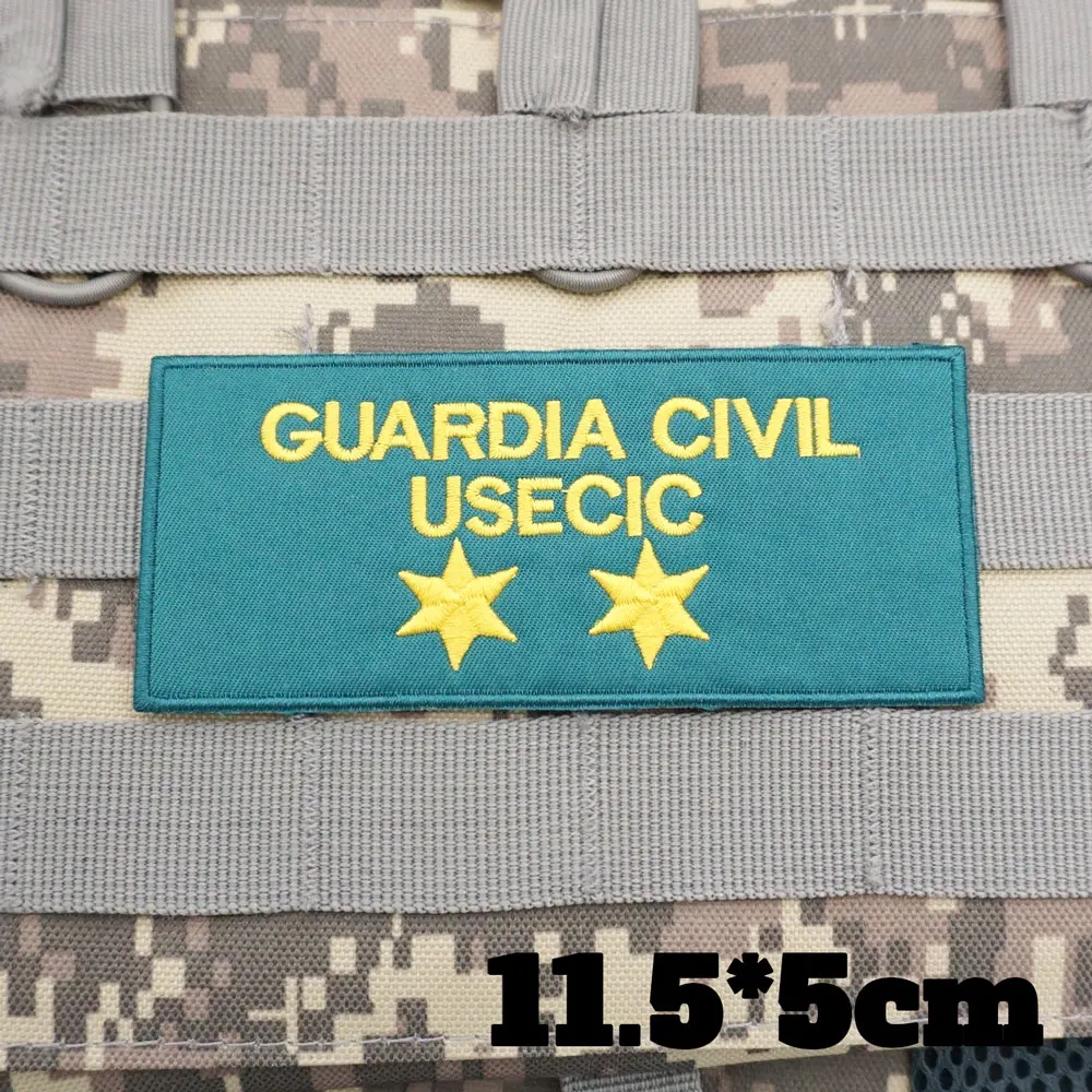 Spanish flag National Guard Stars Military Tactical Embroidered Patches  Armband Backpack Badge with Hook Backing for Clothing