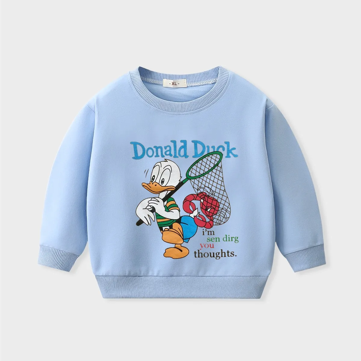 Модный детский весенне-осенний свитшот с принтом Дональд Дак и диснеевским