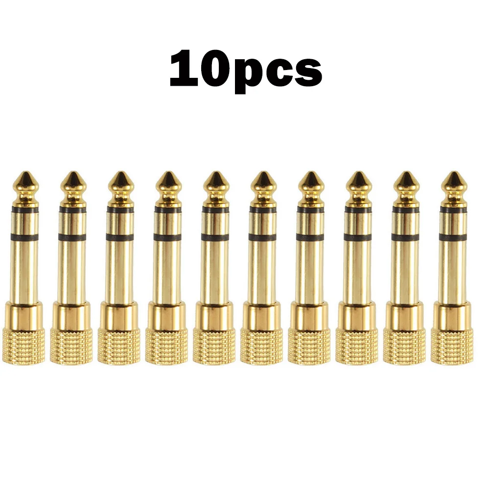 

10 X Jack 6.35mm To 3.5mm Audio Adapter Connector Headphone Audio Adapter Amplifier Microphone AUX Cable