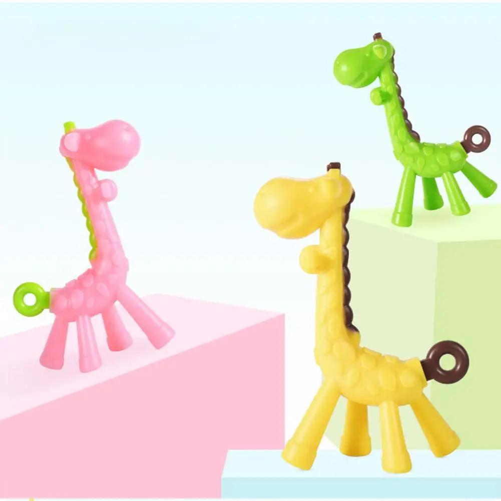 

Baby Teether Toy Cute Giraffe Soft Silicone Molar Stick Sore Gums Pain Relief Chew Toys For Infant Toddler