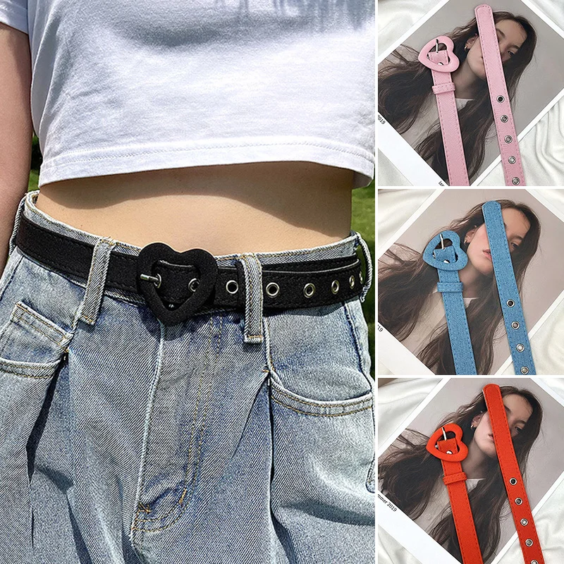 New Design Love Buckle Trendy Women's Belt Accessory Jeans Fashion Cowboy Spicy Girl PU Leather Belt Y2k Belts Charm Waist Strap