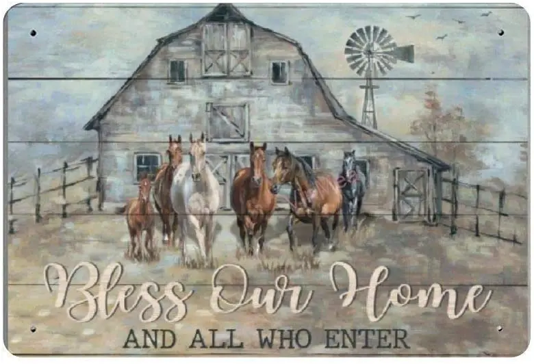 SIGNSHM Bless Our and All Who Enter Retro металлический фотопостер Настенный декор искусство