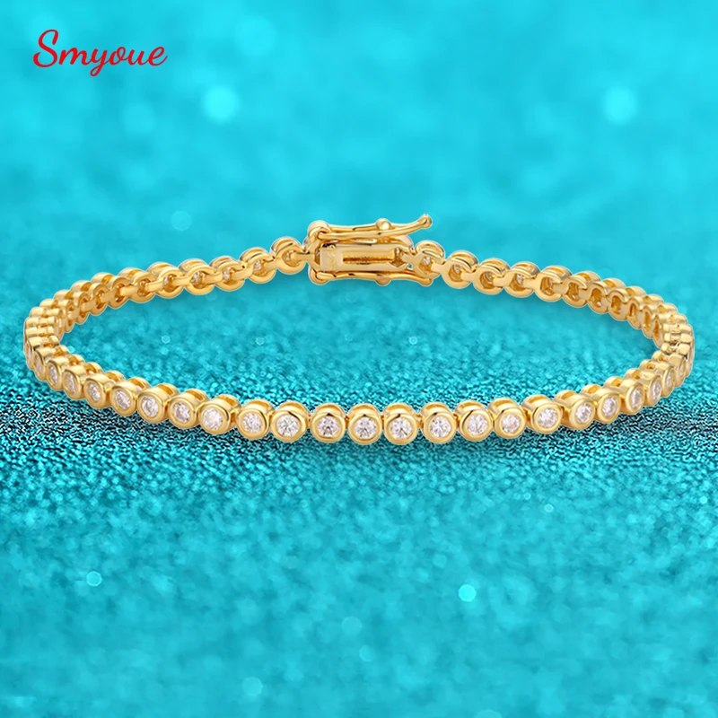 Женский браслет из серебра 100% пробы Smyoue покрытый 2 мм пузырьками Теннисный с