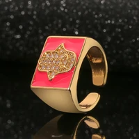 simple inlaid zircon jewelry fashion palm ring womens square wide version hip hop retro accessories new year gift