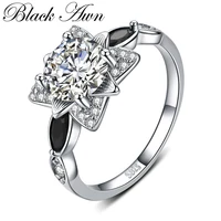 black awn silver color jewelry wedding rings for women female star bijoux life leaf fashion jewelry g086