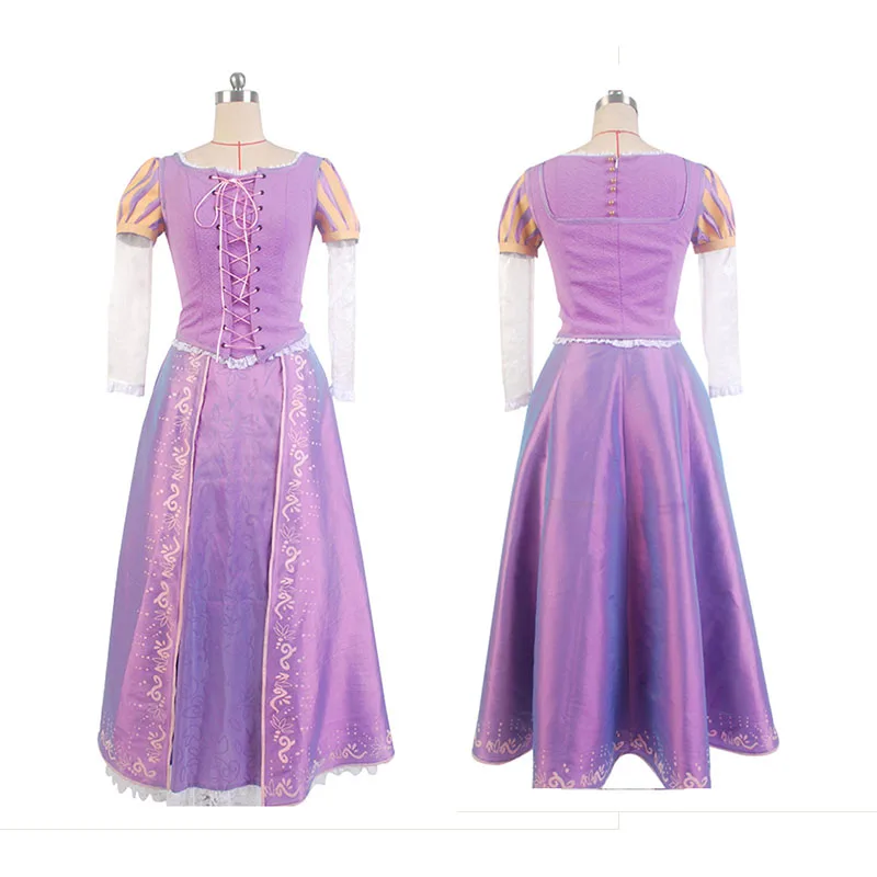 

Anime Tangled Princess Rapunzel Dress Cosplay Costume Tunic+Dress Accessories Suit Halloween Party For Girls Women