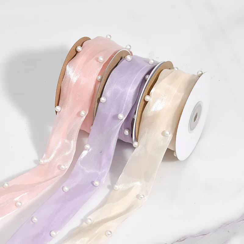 40MM 4.5Yards Bead Pink Purple Bright Surface  Ribbons Hair Bows DIY Crafts Handmade Accessories Gift Wrapping