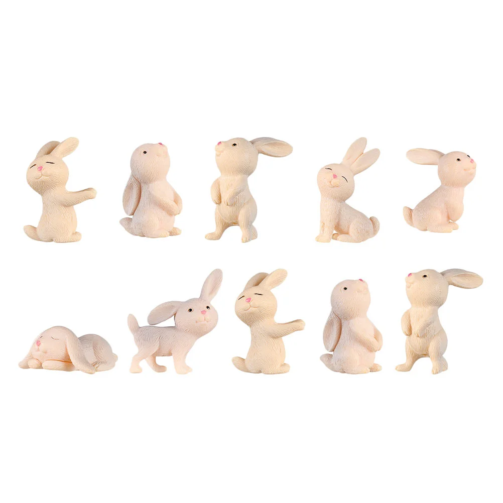 

10Pcs Resin Mini Rabbit Decorations Ornament Garden Layout Landscaping Decors