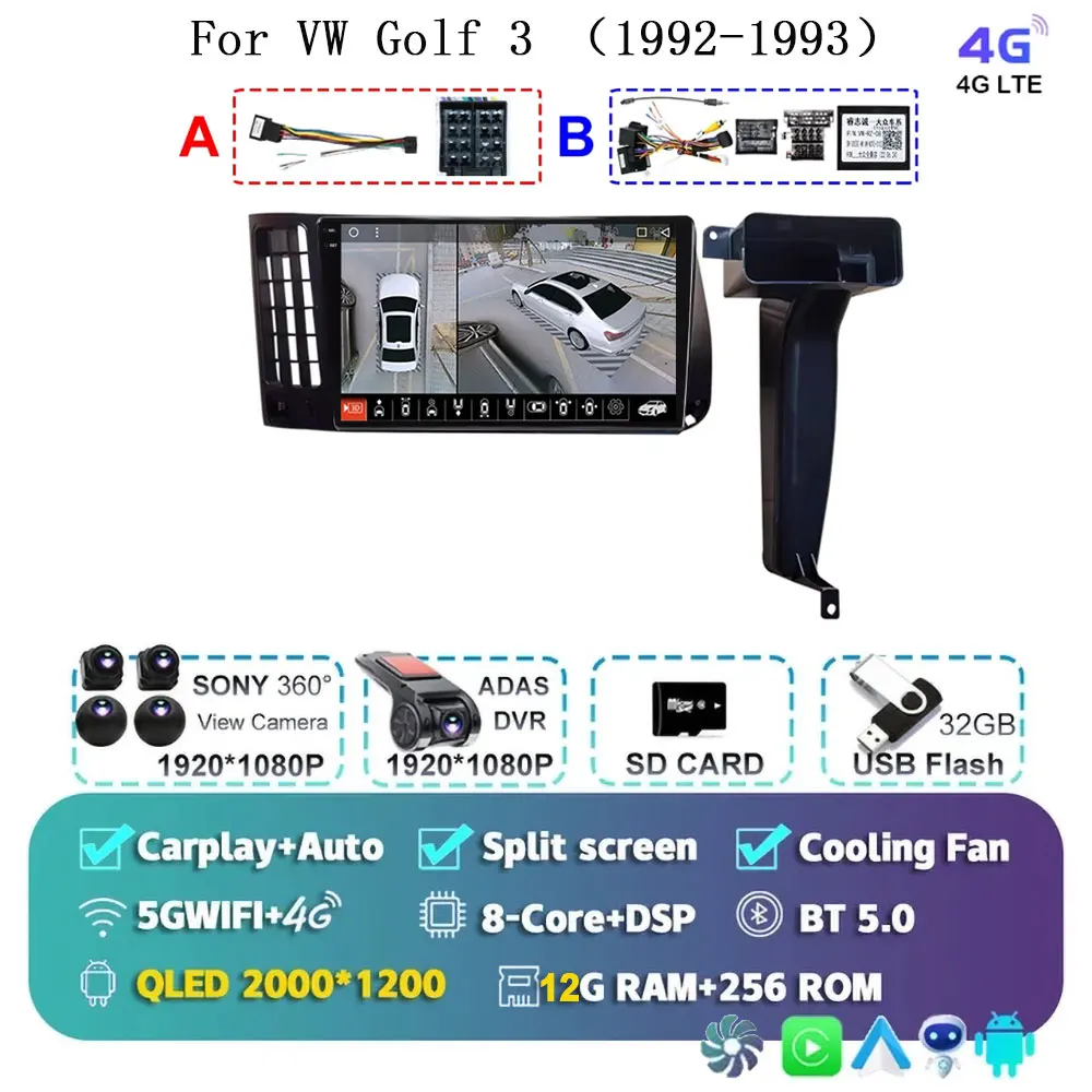 

Android 15-ядерный автомобильный радиоприемник Multimidia видеоплеер для VW Volkswagen Golf 3 1992-19993, навигация, GPS Carplay, авто 2din, головное устройство