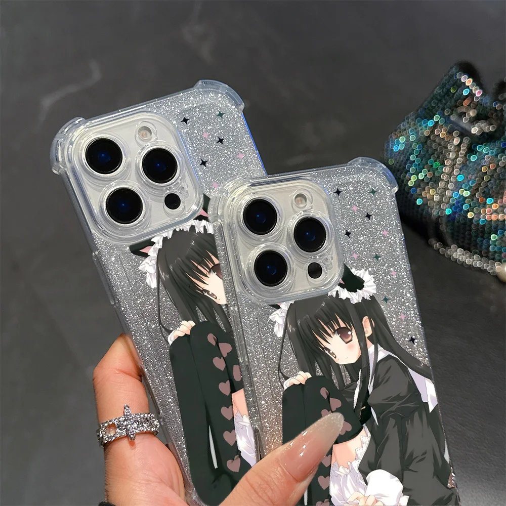 Clmj Аниме Cute Maid Girl чехол для телефона Oppo Realme C55 C53 C30S C35 C33 C31 C15 13 Pro Plus 4G 5G Anti-Fall Bling Cover