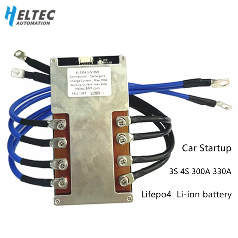 

Car Startup BMS 12V BMS 300A 3S 4S 300A 330A Lifepo4 Li-ion Battery Protection RV with 8AWG Cable With Copper Nose