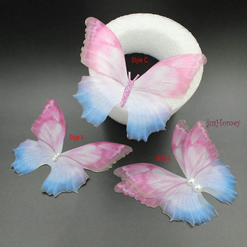 

20PCS 10cm Butterfly Black Organza Fabric Butterfly Appliques Translucent for Party Decor, Doll Embellishment