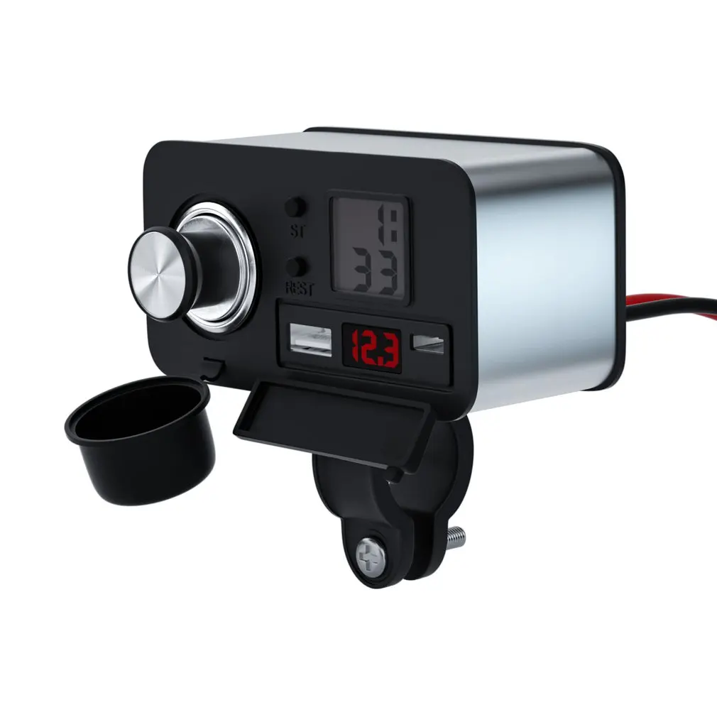 

12V Multifunctional Motorcycle Cigarette Lighter Socket Adapter USB Charger Fast Charging With Timetable With Lighter Head