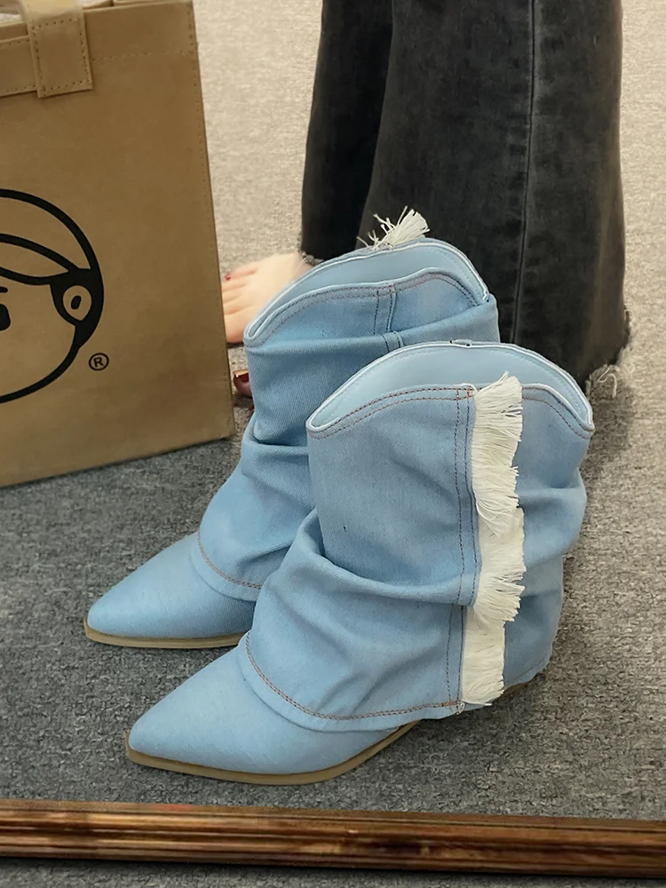 

Женские сапоги выше колена, роскошные дизайнерские сапоги, женские сапоги выше колена, летняя мода 2023, до середины икры, на среднем каблуке без застежки, Fa