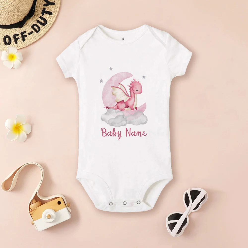 Personalized Dragon Baby Bodysuit Custom Name Infant Cute Romper Boys Girls Clothes Baby Shower Gift Newbron Baby Outfit images - 6