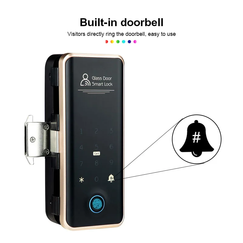 Tuya Bluetooth Lock Door Fingerprint Smart Electronic Digital Aluminum Hook Frameless Frame Glass With Doorbell |