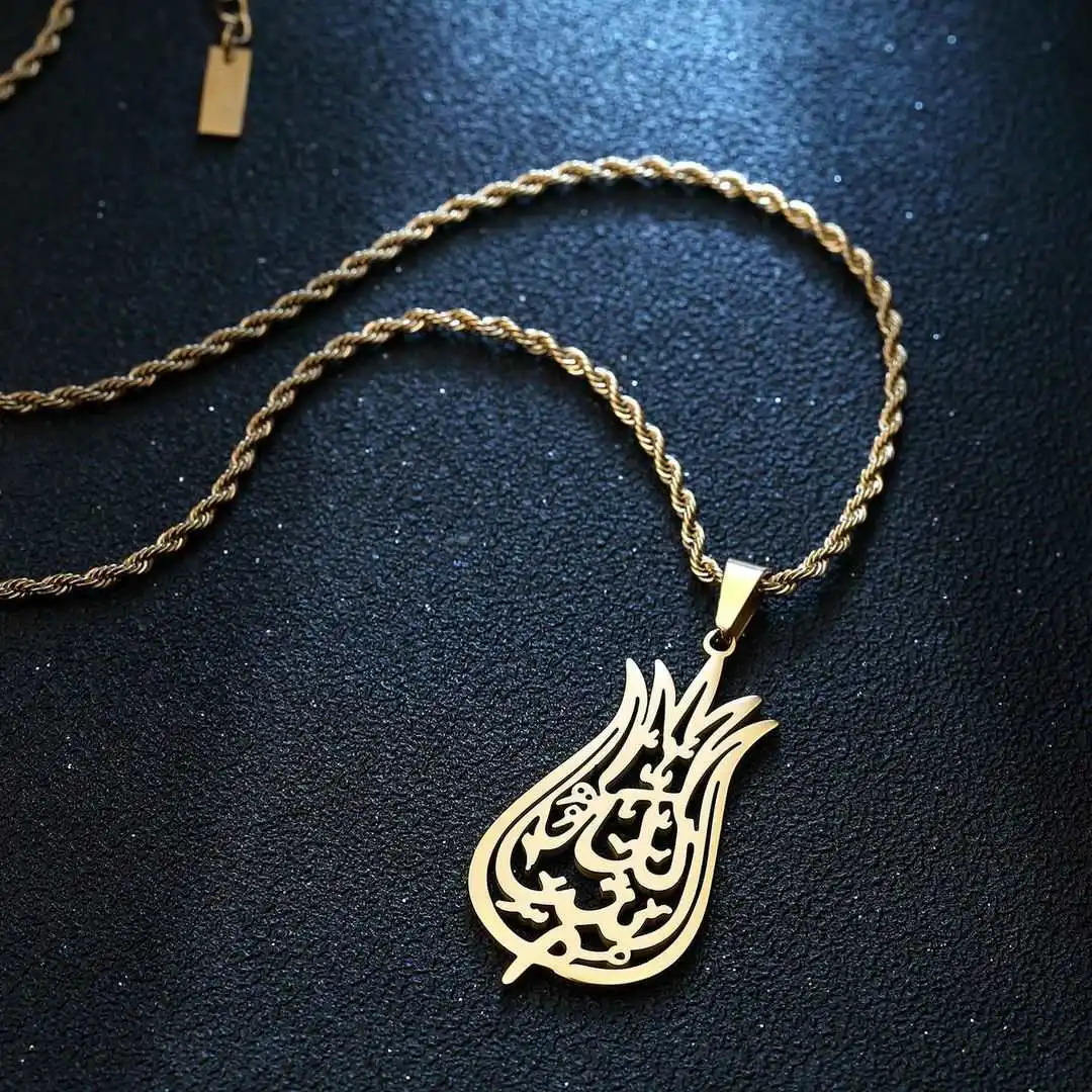 

Mashallah protect from evil and jealousy ما شاء الله engraved by using calligraphy tulip Stainless Steel Muslim Allah Pendant