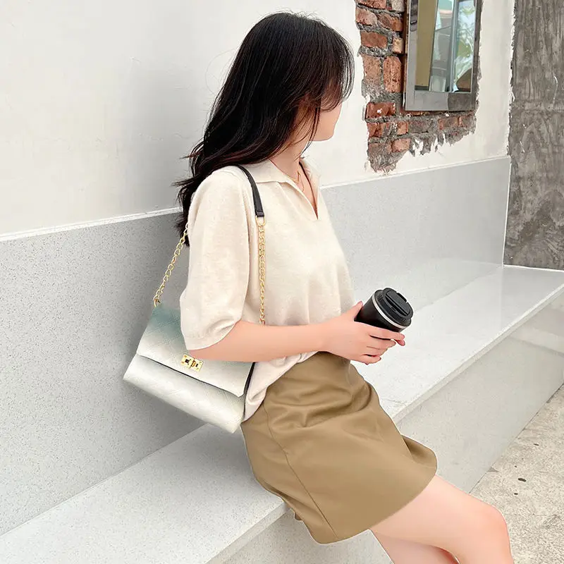 

2023 Сумка Женская Gradient Diamond Checker Buckle Shoulder Bag Fashion Chain Underarm Bag Carteras Para Mujer Bolsos Clutch