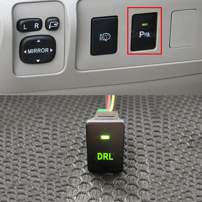 

Green Light Car DRL Daytime Running Light Switch Button with Wire for Toyota Camry Prius Corolla Land Cruiser Prado