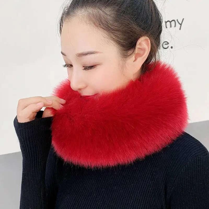 

Women's Faux Fox Fur Scarf Winter Warm Korean Style Neck Protection New Imitated Fur Collar Thickened