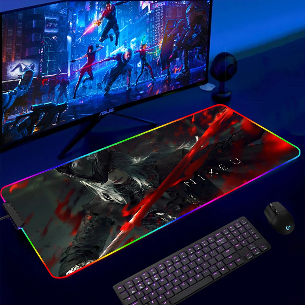 

Bloodborne RGB gaming Mousepad Large size XXL Game Mouse Pad Mause Mat LED natural rubber for Keyboard Computer gamer Table Mat