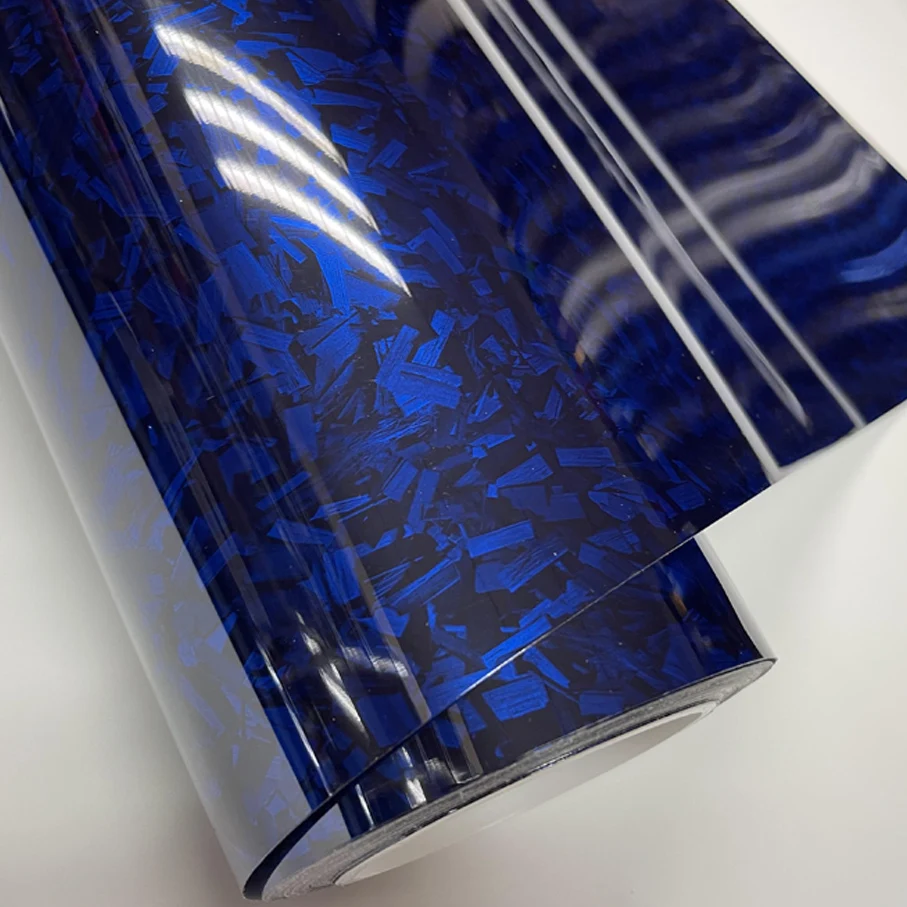 Высокоглянцевая синяя кованая пленка из углеродного волокна ПЭТ-покрытие Voiture