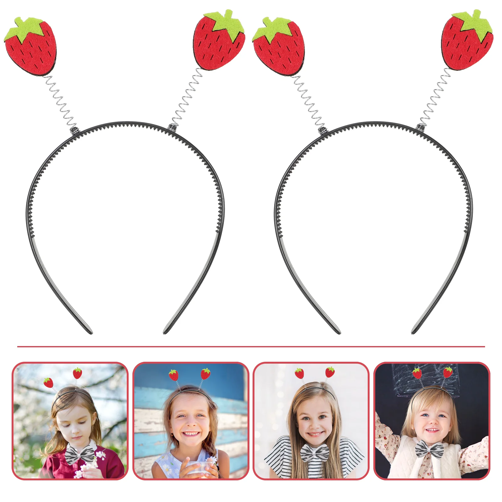 

2 Pcs Strawberry Headband Kids Halloween Costume Headdress Girl Fruits Hair Plastic Hairband Child