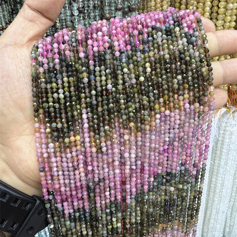 Радужный турмалин бусины ZHUOHONG 3/4 мм