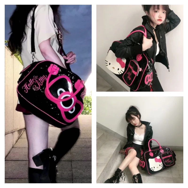 

Sanrios Hellokittys Аниме Cute мультяшная сумка почтальонка Japanese Kawaii Hot Girl Pu Большая емкость сумка дорожная сумка Школа Y2k