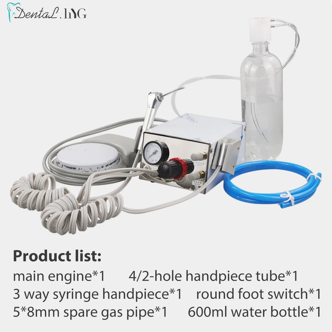 600ml Water Bottle 2/4 Holes 3 Way Syringe With Dental Handpiece Tube