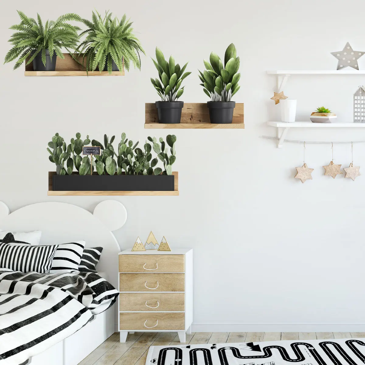 2pcs Mounted Shelves Green Plant Mural Wall Stickers Aesthet