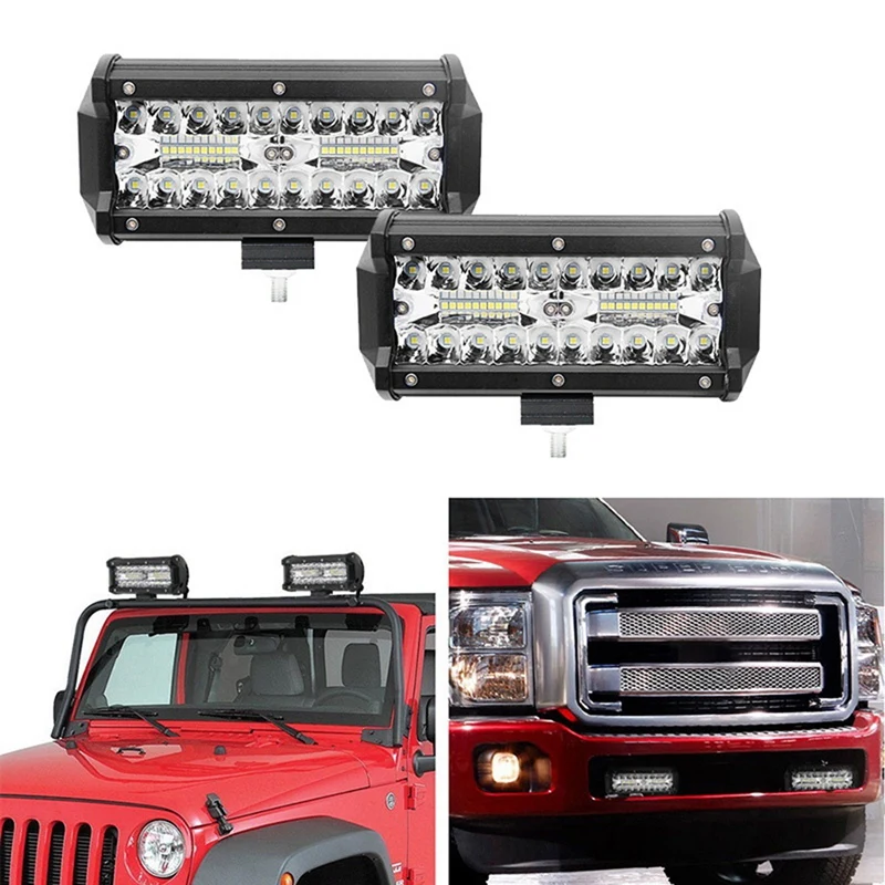 

2PCS LED Bar 7 Inch LED Light Bar 3 Rows Work Light Combo Beam For Driving Offroad Boat Car Tractor Truck SUV 12V 24V