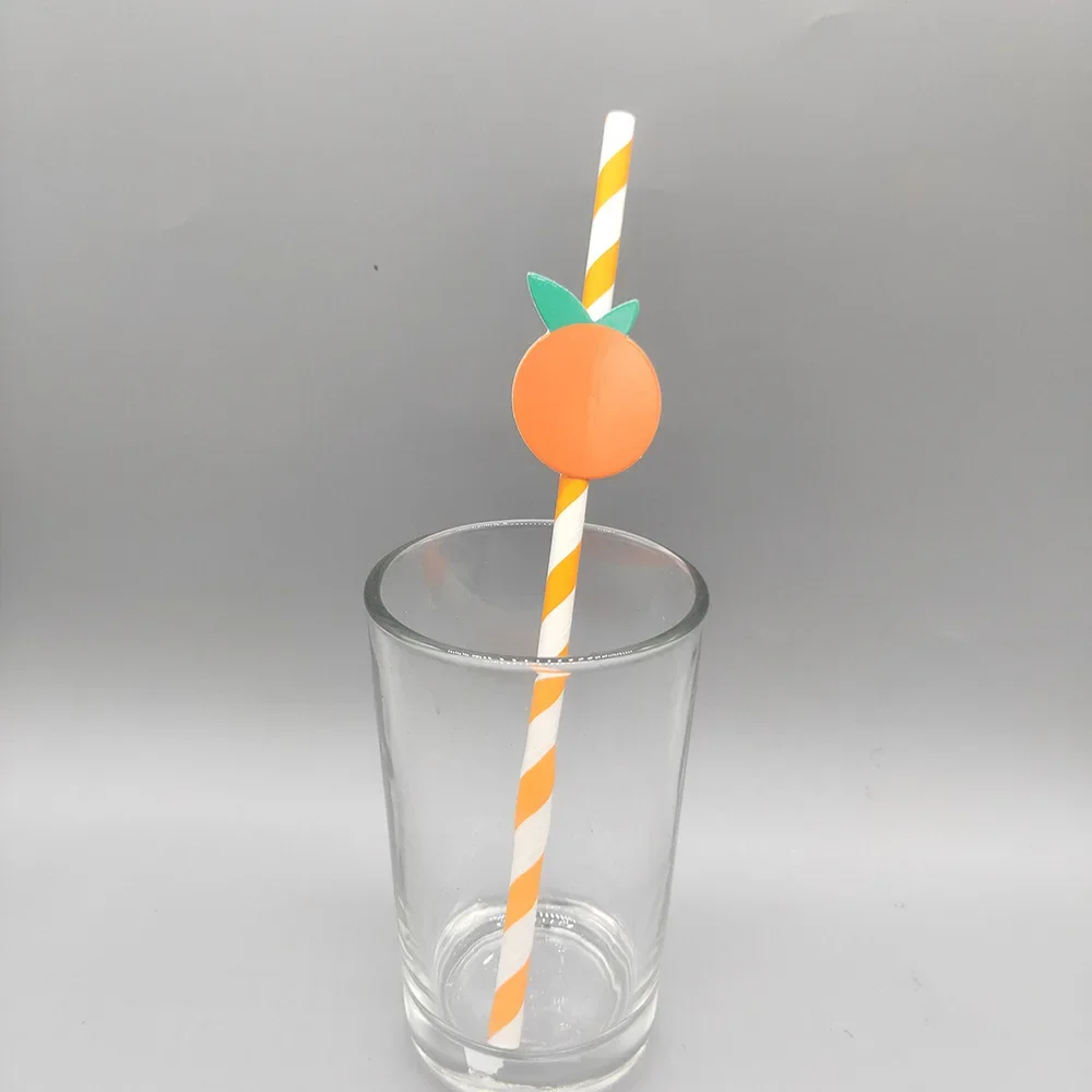 

10pcs Fruit Orange Disposable Paper Straw Disposable Party Straw Hawaiian Fruit Party Dessert Cake Cocktail Paper Straw