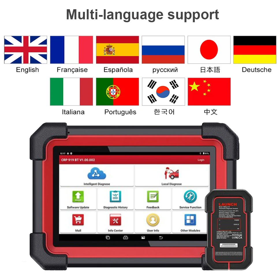 Профессиональный анализатор двигателя LAUNCH CRP 919E 919x BT Doip SDK ECU Key ABS программатор диагностический инструмент для всех автомобилей BMW BENZ (art.: 3920d332dcbb4) - 3920d332dcbb4