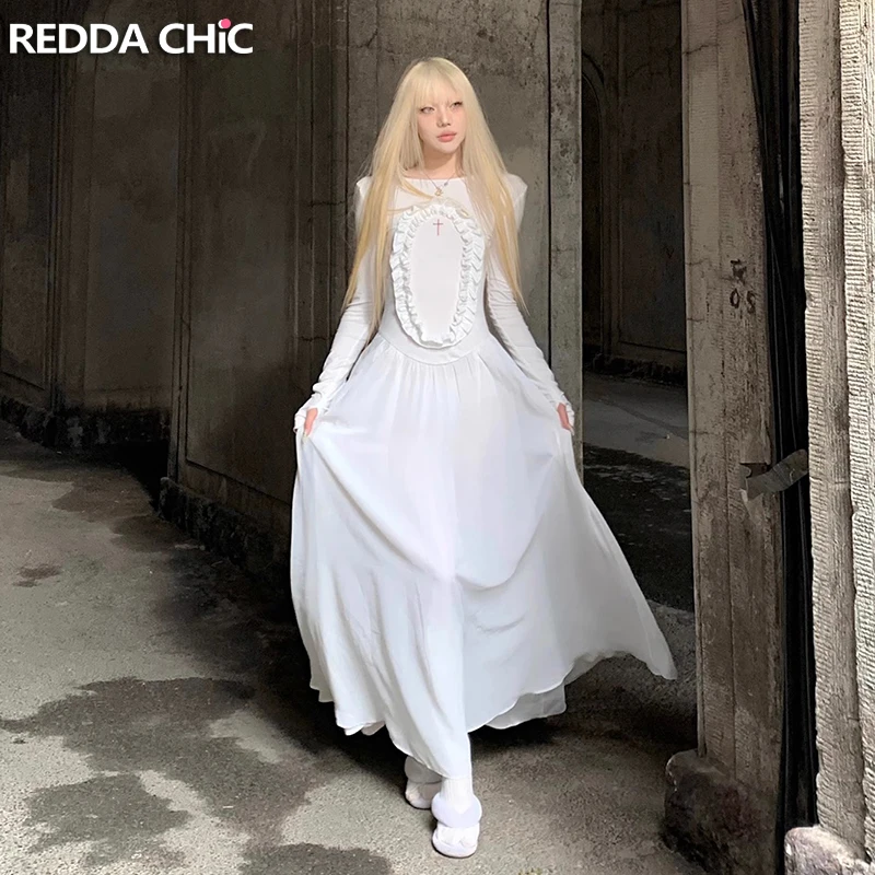 Женское платье для танцев REDDACHiC длинное с оборками и перекрестными лямками
