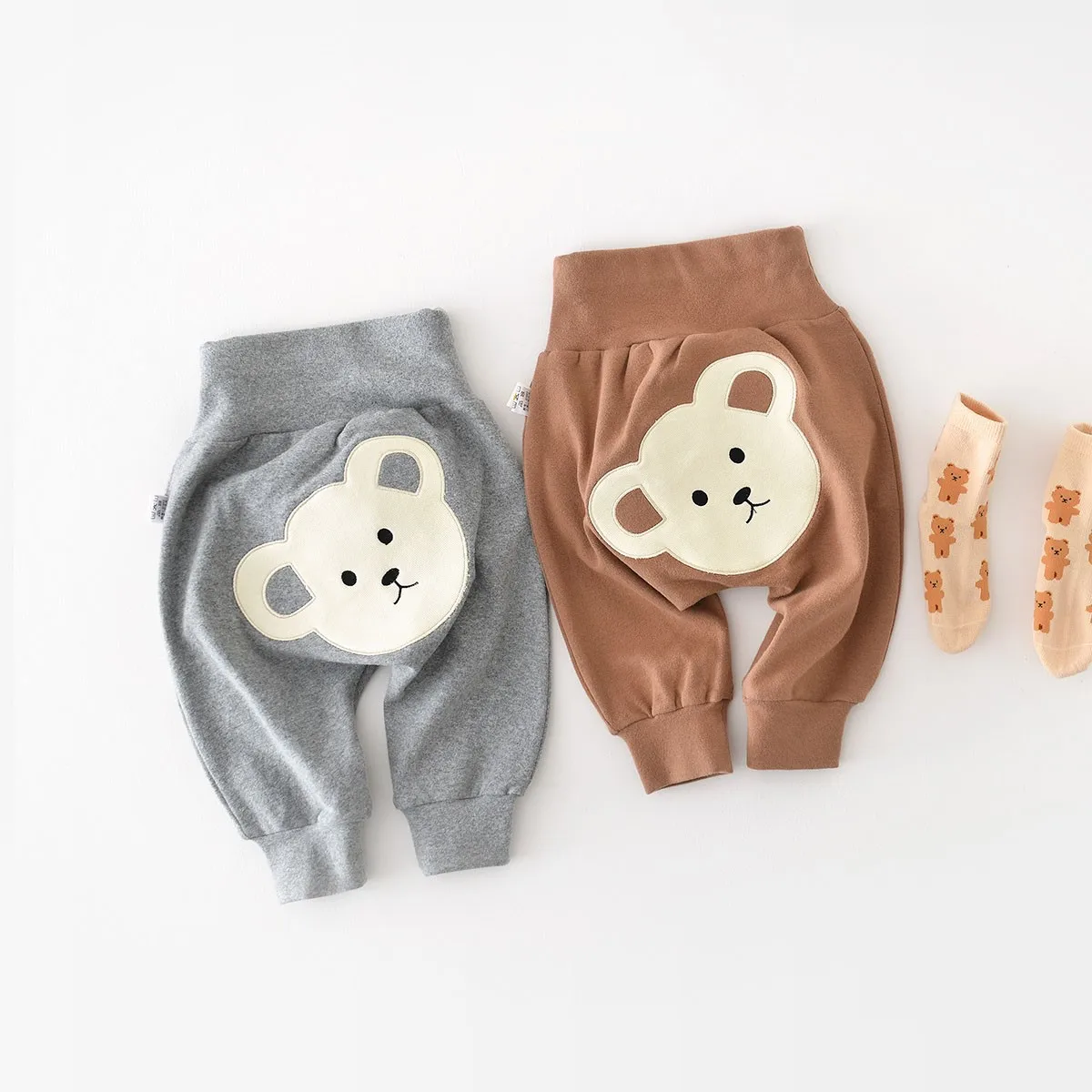 

Весенние Брюки с высокой талией для защиты живота, повседневные брюки для маленьких девочек, большие размеры, спортивные брюки для мальчико...