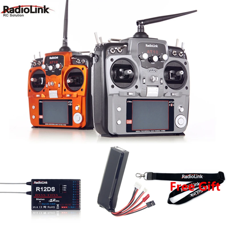 Radiolink AT10 II 2.4G 12CH Radio Transmitter with R12DS Receiver 11.1V Battery for RC Airplane Helicopter FPV Drone DIY Parts