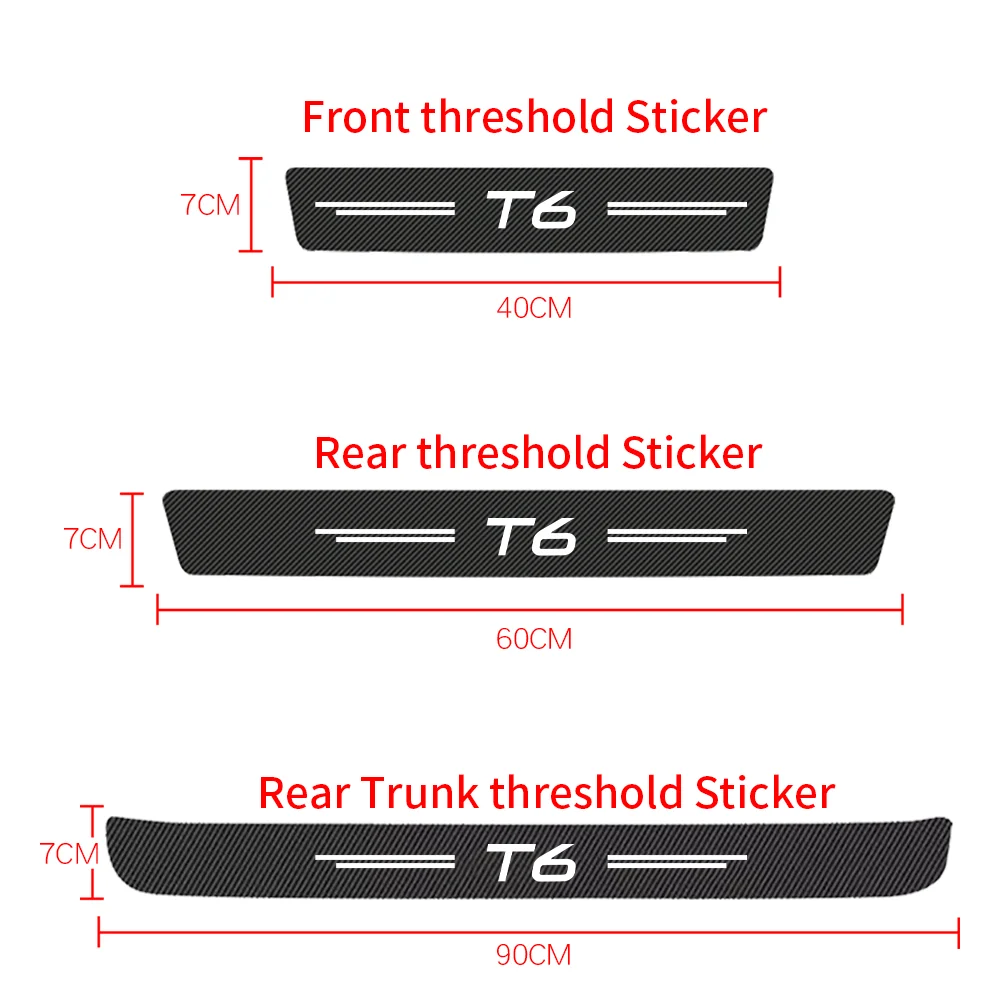 Автомобильная Накладка на порог из углеродного волокна для Volvo C30 S40 S80 S90 V40 V60 V70 T6