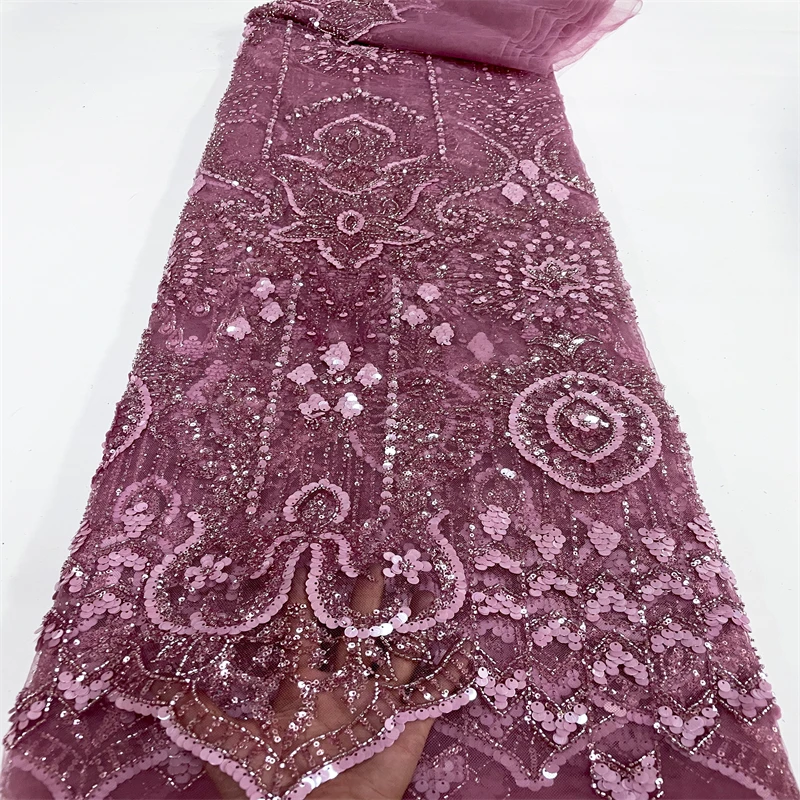 

Familiar African Groom Lace Fabric 2022 High Quality Sequins Lace Material Nigerian French Beaded Lace Fabric For Weddin FJ34105