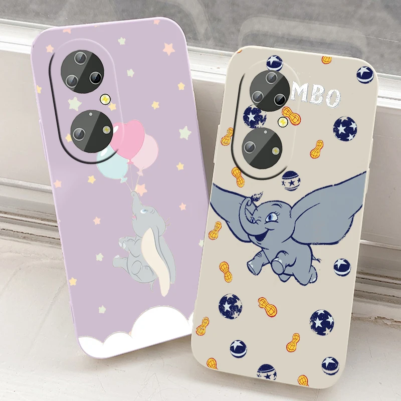 

Disney Cute Dumbo Art Phone Case For Huawei P50 P40 P30 P20 Pro Lite E Y9S Y9A Y9 Y6 Nova Y70 5T 9 5G Liquid Rope