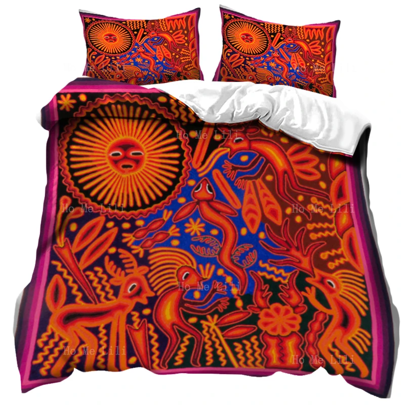 

Mexico Folk Huichol Bead Yarn Art Skulls Masks Retro Lightweight Soft Cozy Duvet Cover By Ho Me Lili Bedding Decoration
