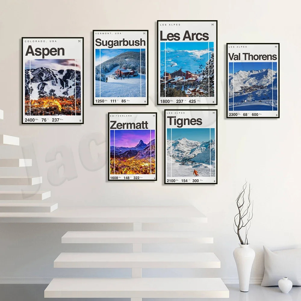 Фото Zermatt Швейцария, Aspen Colorado, Les Arcs, Val Thorens, катание на лыжах Sugarbush, Колорадо, Франция, сноуборд, постер на лыжный курорт №4
