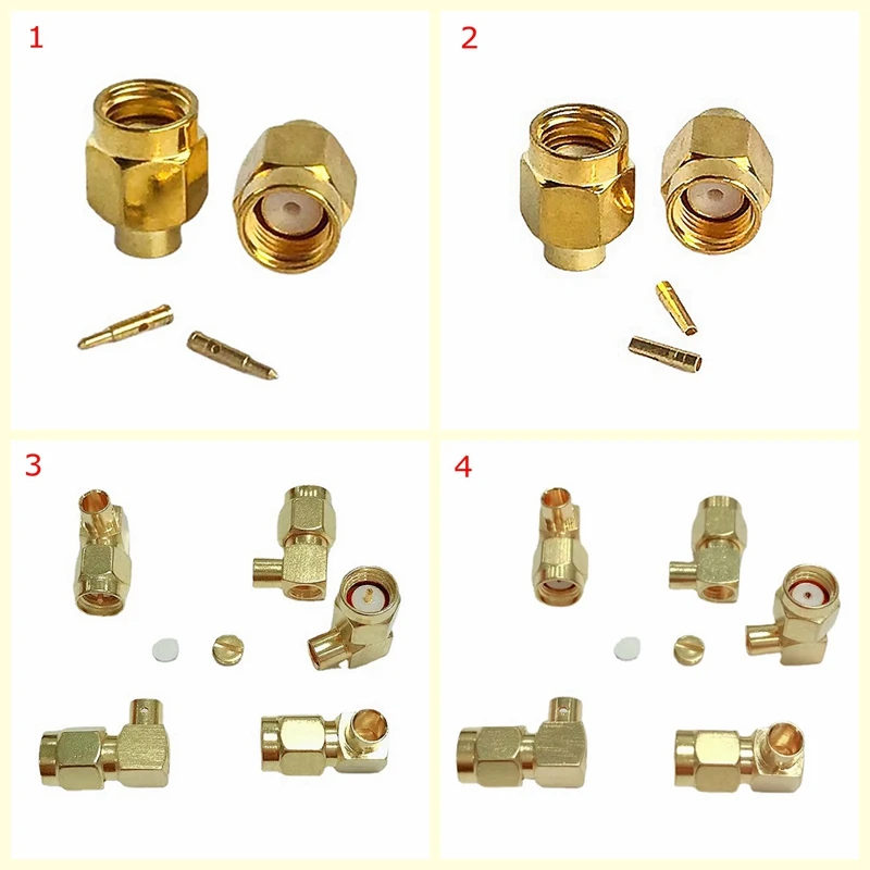 

10pcs/lot SMA Male RF Connector RP-SMA Male Jack Plug 90 Degree Right Angle Center Solder Semi-Rigid for RG402 Brass Gold Plated