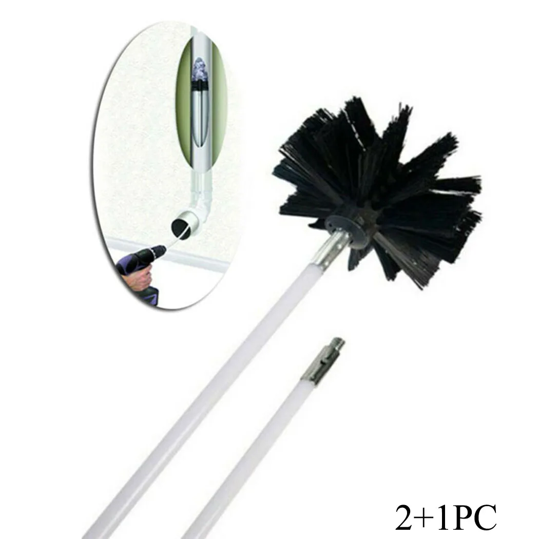 

Fireplace Brush head Flue Cleaning System + 2 Rods Accessories Chimney Sweeping Cleaner Brush Flexible Tool Kit