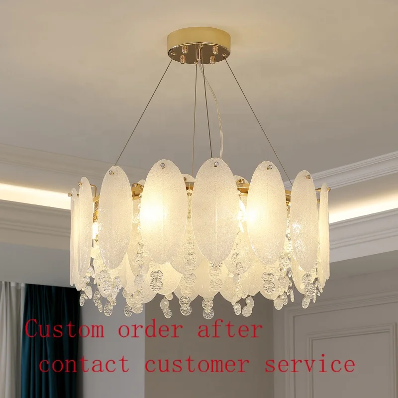 

Modern light French Luxury Pearl Glass Led Pendant Light Bedroom Dining Ceiling Hanging Light Hotel Wedding Chandelier